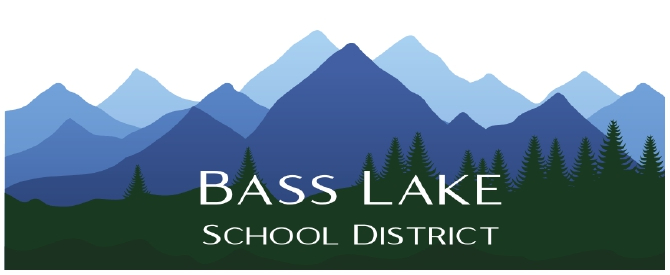 Bass Lake School District mountains and forest logo